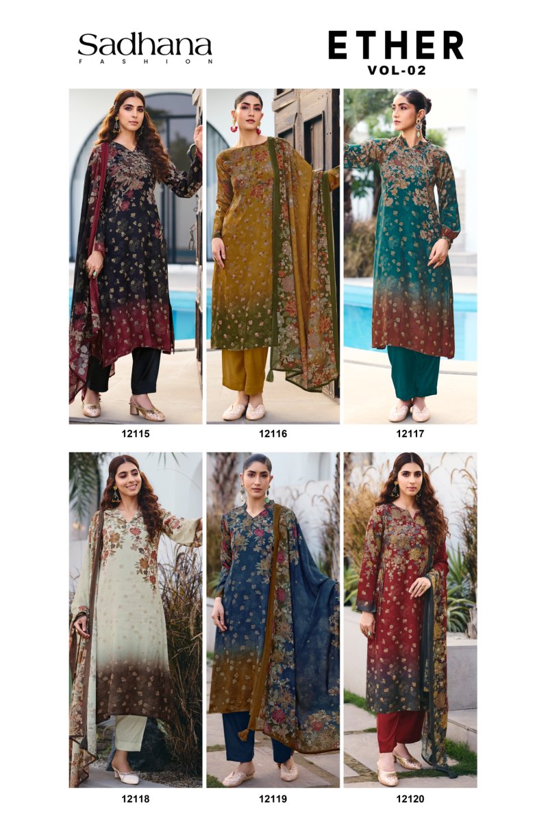 Ether Vol 2 By Sadhana Viscos Pashmina Dress Material 